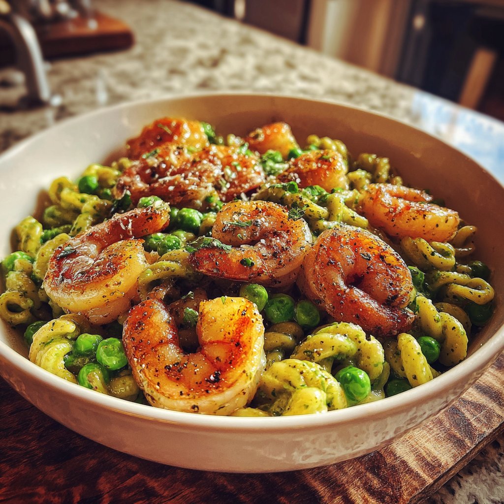 Seared Shrimp and Pea Pasta