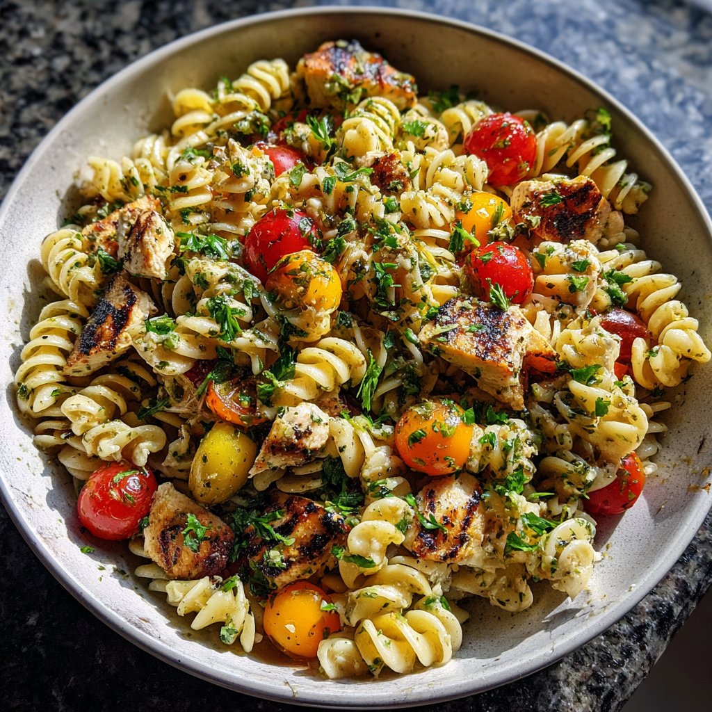 Lemon Garlic Chicken Pasta Salad