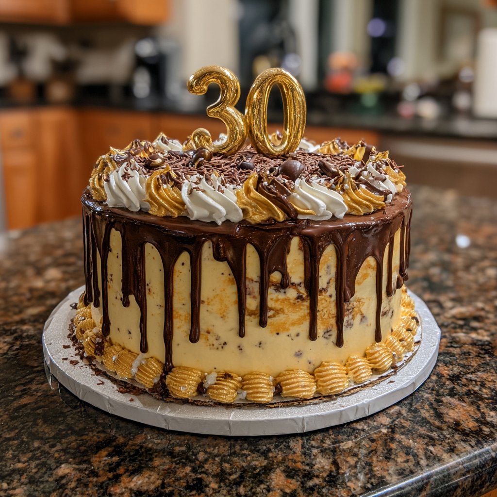 30th Birthday Cake with Gold Drip