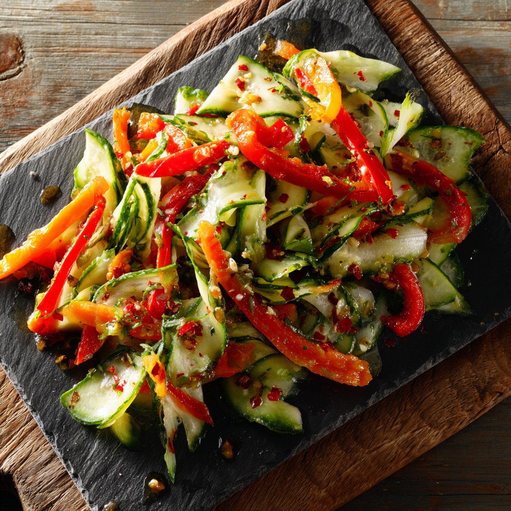 Cucumber Slaw with Roasted Peppers